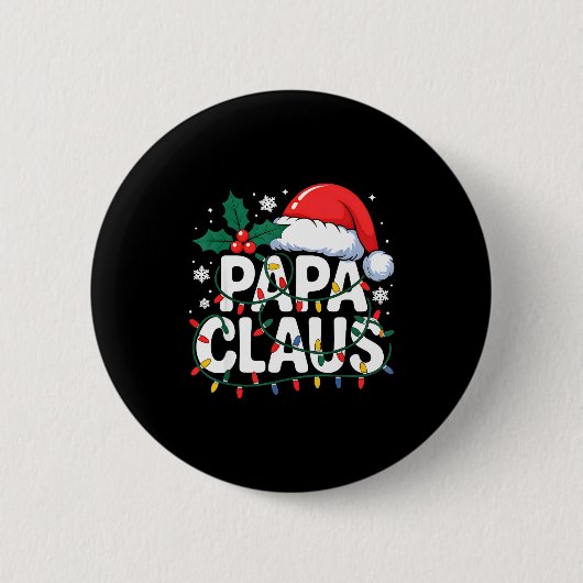 Papa Claus Christmas Lights Santa Family Matching  Button (Vorderseite)
