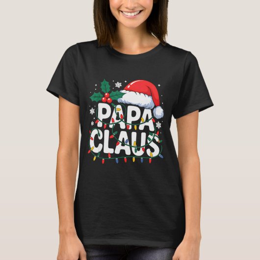 Papa Claus Christmas Lights Santa Family Matching T-Shirt (Vorderseite)