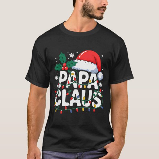 Papa Claus Christmas Lights Santa Family Matching T-Shirt (Vorderseite)