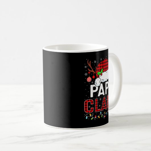 Papa Claus Christmas Lights Santa Hat Pajama Famil Kaffeetasse (VorderseiteRechts)