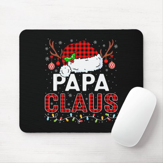 Papa Claus Christmas Lights Santa Hat Pajama Famil Mousepad (Mit Mouse)