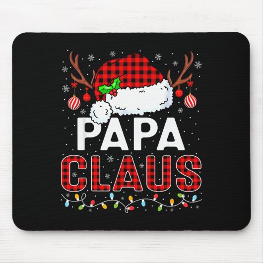 Papa Claus Christmas Lights Santa Hat Pajama Famil Mousepad (Vorne)