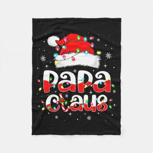 Papa Claus Funny Christmas Lights Pajama Family Ma Fleecedecke (Vorderseite)