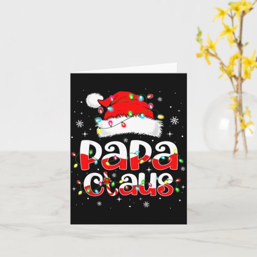 Papa Claus Funny Christmas Lights Pajama Family Ma Karte (Gelbe Blume)