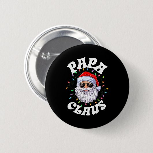 Papa Claus Santa Christmas Dad Family Matching Paj Button (Vorne & Hinten)