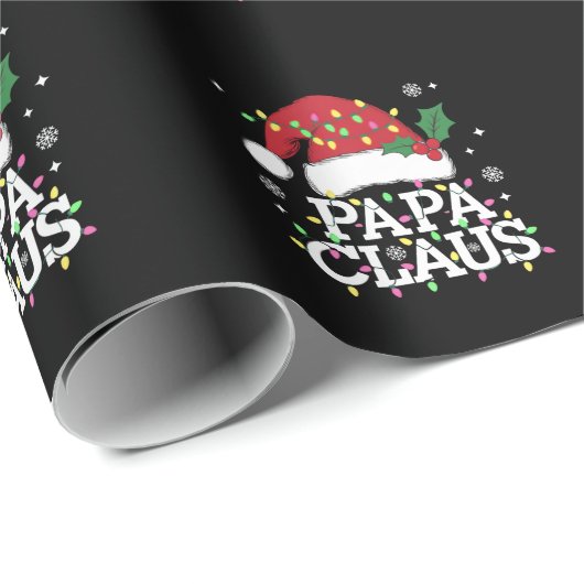 Papa Claus Weihnachts-Lichter Pajama Familie Match Geschenkpapier (Rolleneckpunkt)