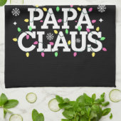 Papa Claus Weihnachts-Lichter Pajama Familie Match Geschirrtuch (Gefaltet)
