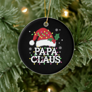 Papa Claus Weihnachts-Lichter Pajama Familie Match Keramik Ornament