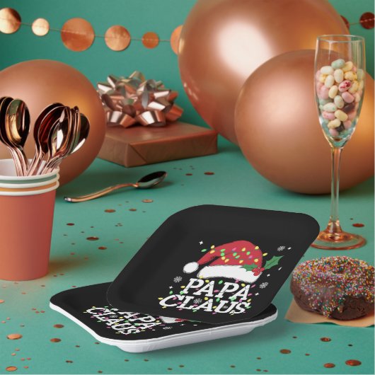 Papa Claus Weihnachts-Lichter Pajama Familie Match Pappteller (Multi)