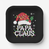 Papa Claus Weihnachts-Lichter Pajama Familie Match Pappteller (Vorderseite)