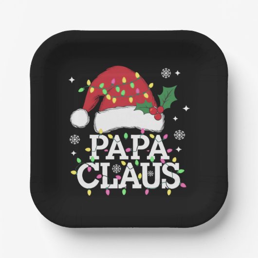 Papa Claus Weihnachts-Lichter Pajama Familie Match Pappteller (Vorderseite)