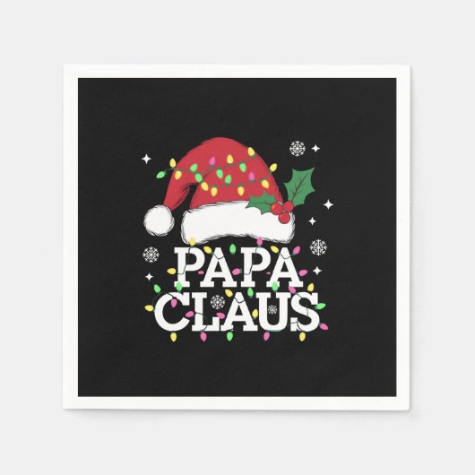 Papa Claus Weihnachts-Lichter Pajama Familie Match Serviette (Vorderseite)