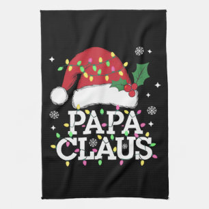 Papa Claus Weihnachtslichter Schlafanzug Familie p Geschirrtuch