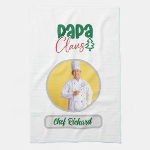 Papa Clause Koch Personalisiertes Foto und Namensg Geschirrtuch
