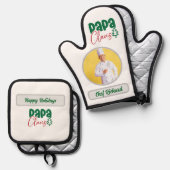 Papa Clause Koch Personalisiertes Foto und Namensg Ofenhandschuh & Topflappen-Set (Vorderseite/Rückseite)