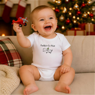 Papa Copilot Frosch und Flugzeug Personalisiertes Baby Strampler