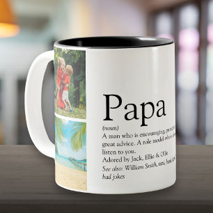 Papa, Daddy, Vater Definition 4 Fotocollage Zweifarbige Tasse