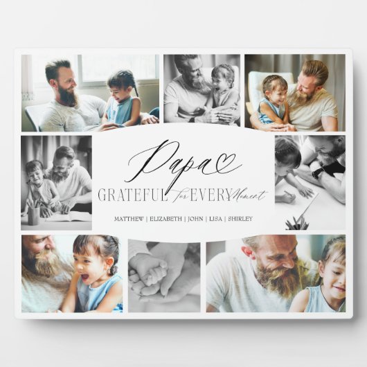 Papa Dankbarkeit für jeden Moment FotoCollage Fotoplatte (Vorderseite)