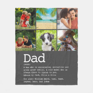 Papa Definition Foto-Collage Grau Individuell  Fleecedecke