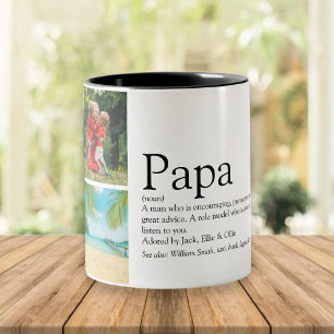 Papa Definition Quote Photo Collage Zweifarbige Tasse