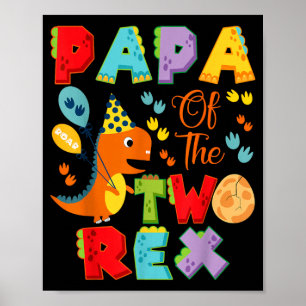 Papa der beiden Rex zum 2. Geburtstag Dinosaurier Poster