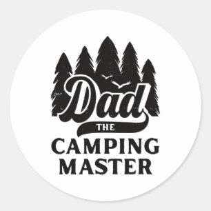 Papa der Campingmeister Vintage-Abenteuer Vater Runder Aufkleber