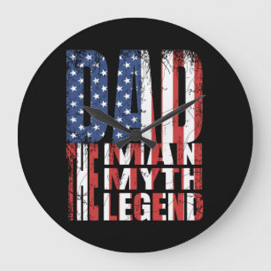PAPA DER MANN DIE LEGENDE AMERIKANISCHE FLAGGE GES GROßE WANDUHR