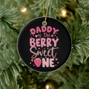 Papa der süßen Beereneins Strawberry Geburtstag Keramik Ornament