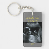 Papa des ersten Vaters wird Graues 2 Foto Schlüsselanhänger (Vorderseite)