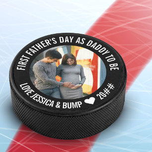 Papa des ersten Vaters zum Personalisierten Foto Eishockey Puck