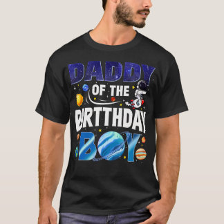 Papa des Geburtstagsjungen-Astronauten-Raum-Planet T-Shirt