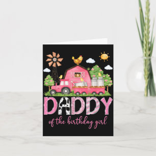 Papa des Geburtstagsmädchens Pink Cow Farm passend Karte
