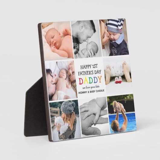 Papa des niedlichen Ersten Vaters | FotoCollage Fotoplatte (Vorderseite)