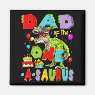 Papa des One-a-saurus zum 1. Geburtstag Junge Dino Magnet