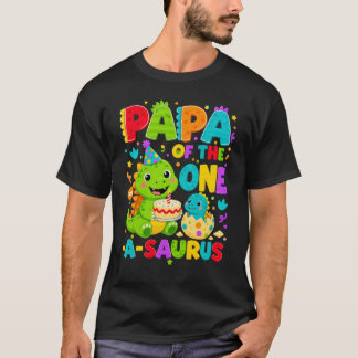 Papa des One-A-Saurus zum 1. Geburtstag T-Rex Di T-Shirt