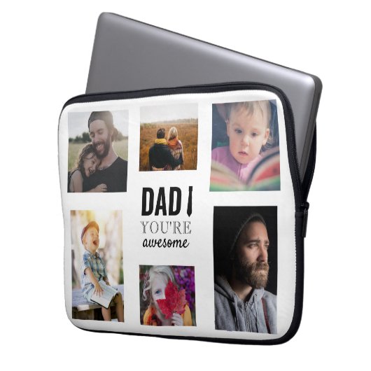 Papa, du bist phantastische Collage Typografie Laptopschutzhülle (Vorderseite Links)