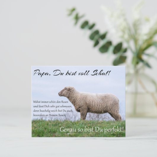 Papa, Du bist voll Schaf! Postkarte (Stehend Vorderseite)