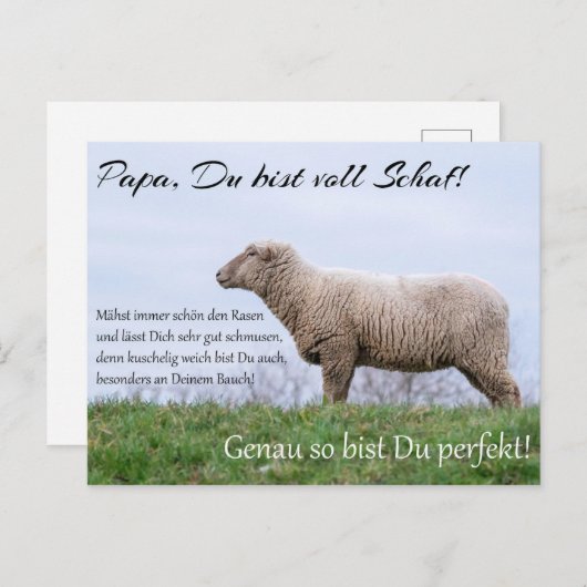 Papa, Du bist voll Schaf! Postkarte (Vorne/Hinten)