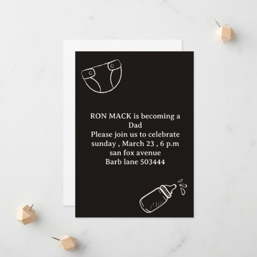 Papa Dusche Windeln Papa-Party lädt ein Ankündigung (Vorderseite/Rückseite Beispiel)