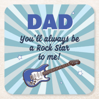Papa E-Gitarre Rockstar Cool Blau Rechteckiger Pappuntersetzer
