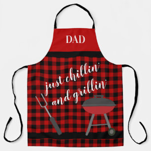 Papa - Einfach Chillen und Grillen Büffel Karo BBQ Schürze