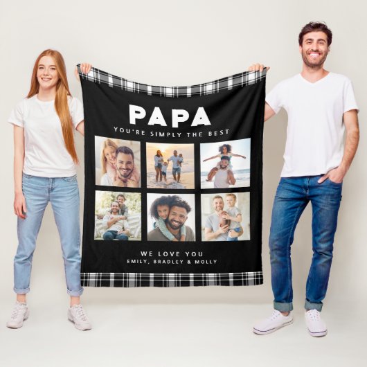 Papa einfach die beste FotoCollage Personalisiert Fleecedecke (Beispiel)
