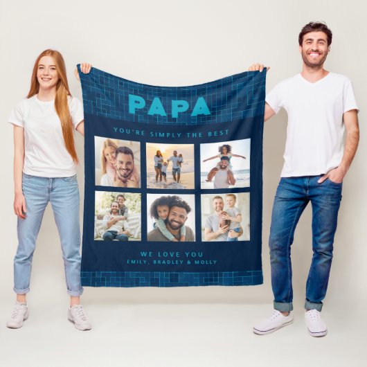 Papa einfach die beste FotoCollage Personalisiert Fleecedecke (Beispiel)