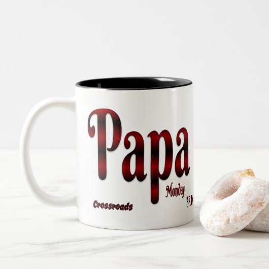 Papa Elegua Zweifarbige Tasse (Mit Donut)