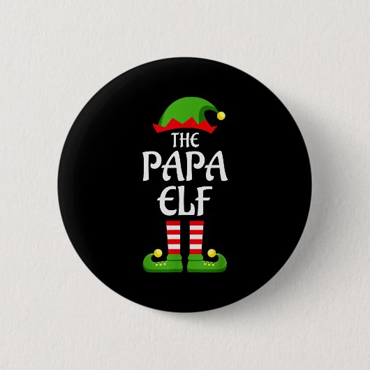 Papa Elf Family Matching Group Christmas Dad  Button (Vorderseite)