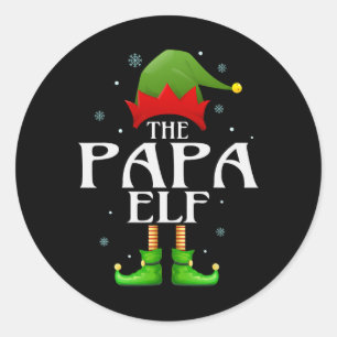 Papa Elf Xmas Matching Family Group Weihnachten Gr Runder Aufkleber