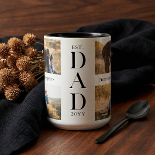 Papa erstellte individuelle Familienfoto-Collage Zweifarbige Tasse