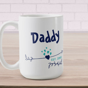 Papa Est 20xx Herzen und Pfeile Zweifarbig Blau Kaffeetasse