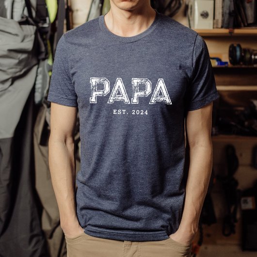 PAPA EST Benutzerdefiniertes Geschenk für Vater T-Shirt