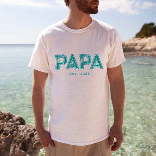 PAPA EST Benutzerdefiniertes Geschenk für Vater T-Shirt